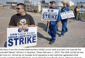 Workers strike for second day at nine U.S. oil, chemical plants